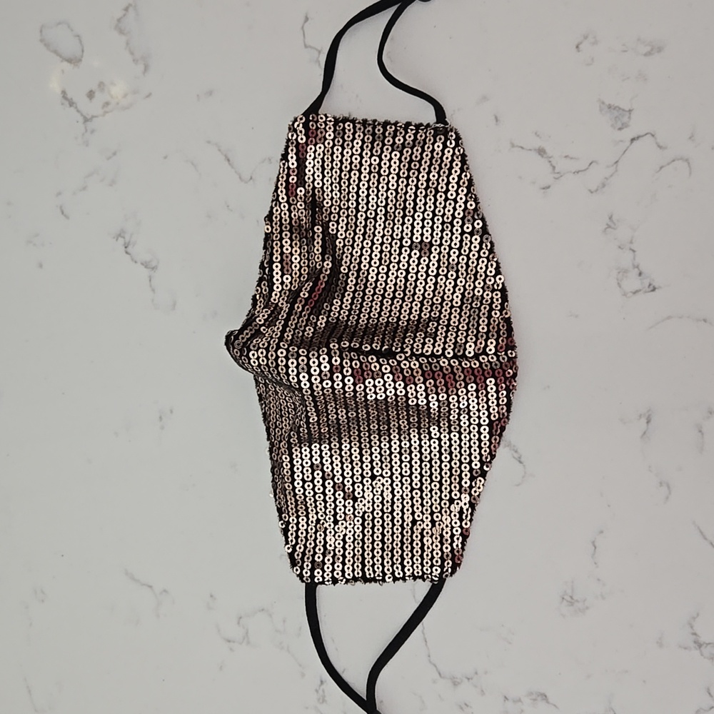 Gold Sequin Adjustable Face Mask